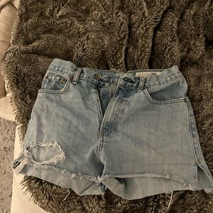 Rag & Bone Blue Distressed Jean Shorts High-Waisted